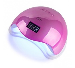 Лампа для гель лака и геля гибридная UV/LED Sun5 48 Вт с ЖК дисплеем Зеркально Розовая Mirror Pink