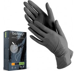 Перчатки Benovy нитриловые неопудренные размер XS черные 100 шт