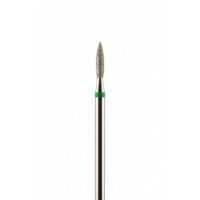 Фреза алмазная формы пламя зеленая крупная зернистость диаметр 2,1 мм (021)  