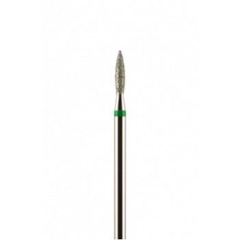 Фреза алмазная формы пламя зеленая крупная зернистость диаметр 2,1 мм (021)  