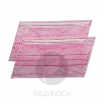 Маски трехслойные розовые 50 шт маска для лица