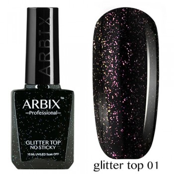 Топовое покрытие Arbix Glitter Top No Sticky №01 с шиммером, без липкого слоя 10 мл