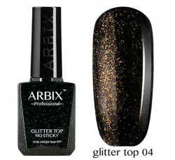Топовое покрытие Arbix Glitter Top No Sticky №04 с шиммером без липкого слоя 10 мл